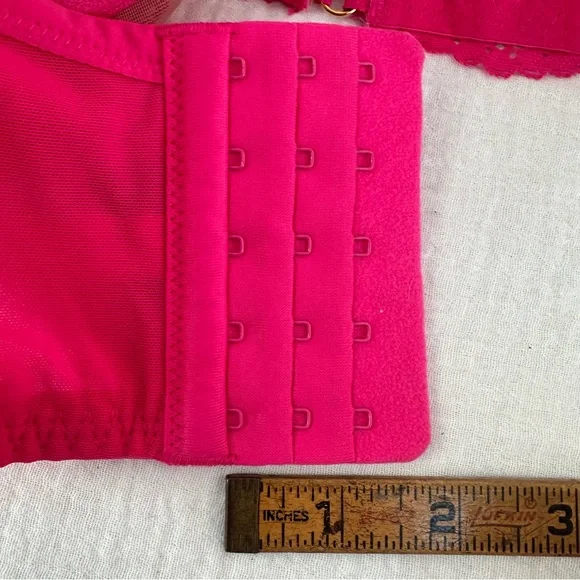 Adored by Adore Me Morgan Lace Push Up Bra Hot Pink 40DD Like New - Picture 5 of 6